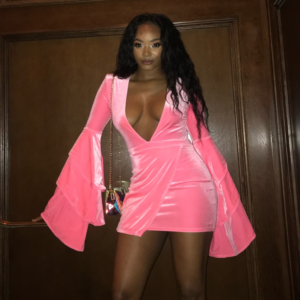 Bubble Gum Pink Gabrielle Mini Dress